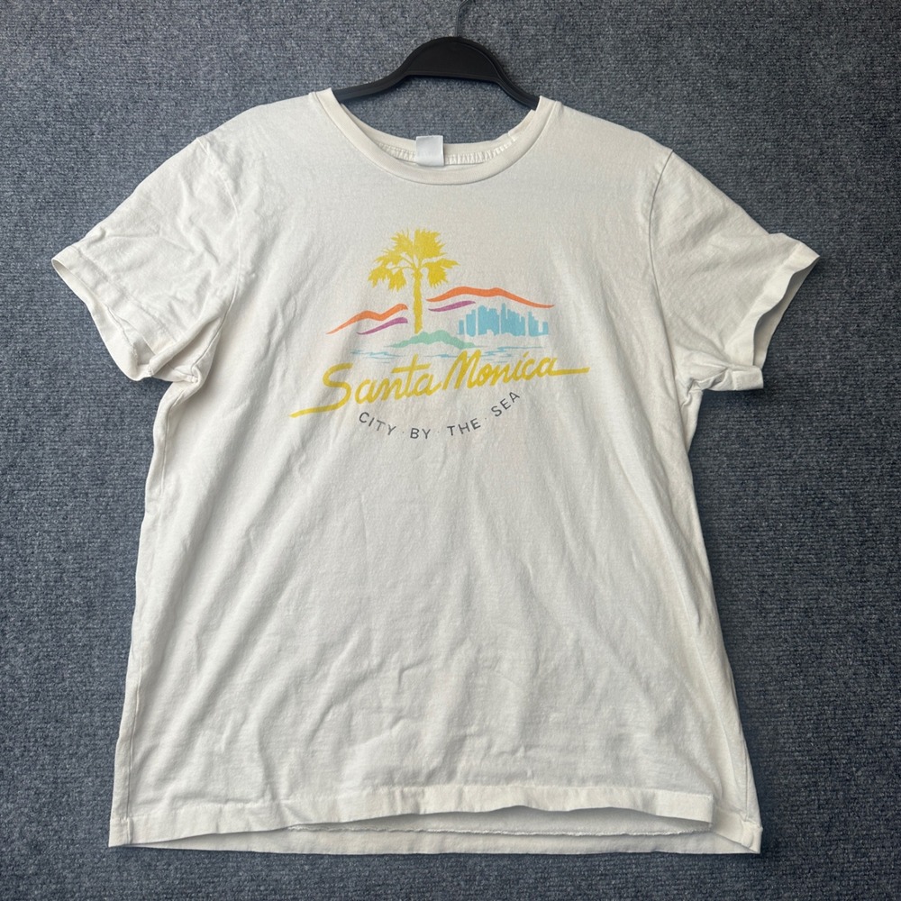 RE/DONE Santa Monica T-Shirt Womens L White Graphic Tee California Souvenir USA
